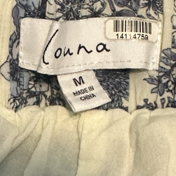 Louna M Floral Flare Skirt Blue White Knee Length Elastic Waist Bohemian Vacay - Picture 5 of 10